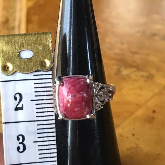 Norwegian Thulite Sterling Silver Ring Size 6 - Picture 5 of 9
